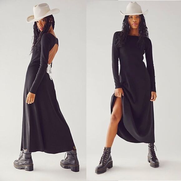 Free People - Tupelo Honey Maxi Dress in Black - Picture 1 of 8